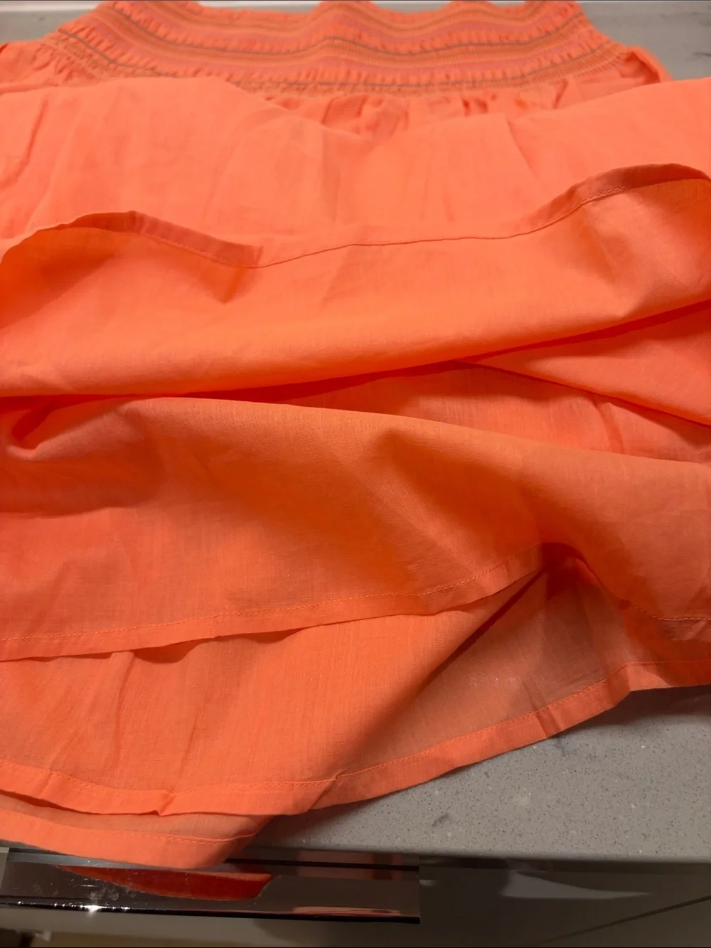 dRA matching set smocked Midi Skirt and cropped top in Coral Orange
